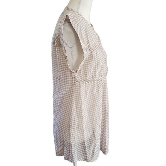 Current Air Brown Gingham Folded Sleeve Hem Button Down Top  XSMALL NWT - Picture 2 of 14